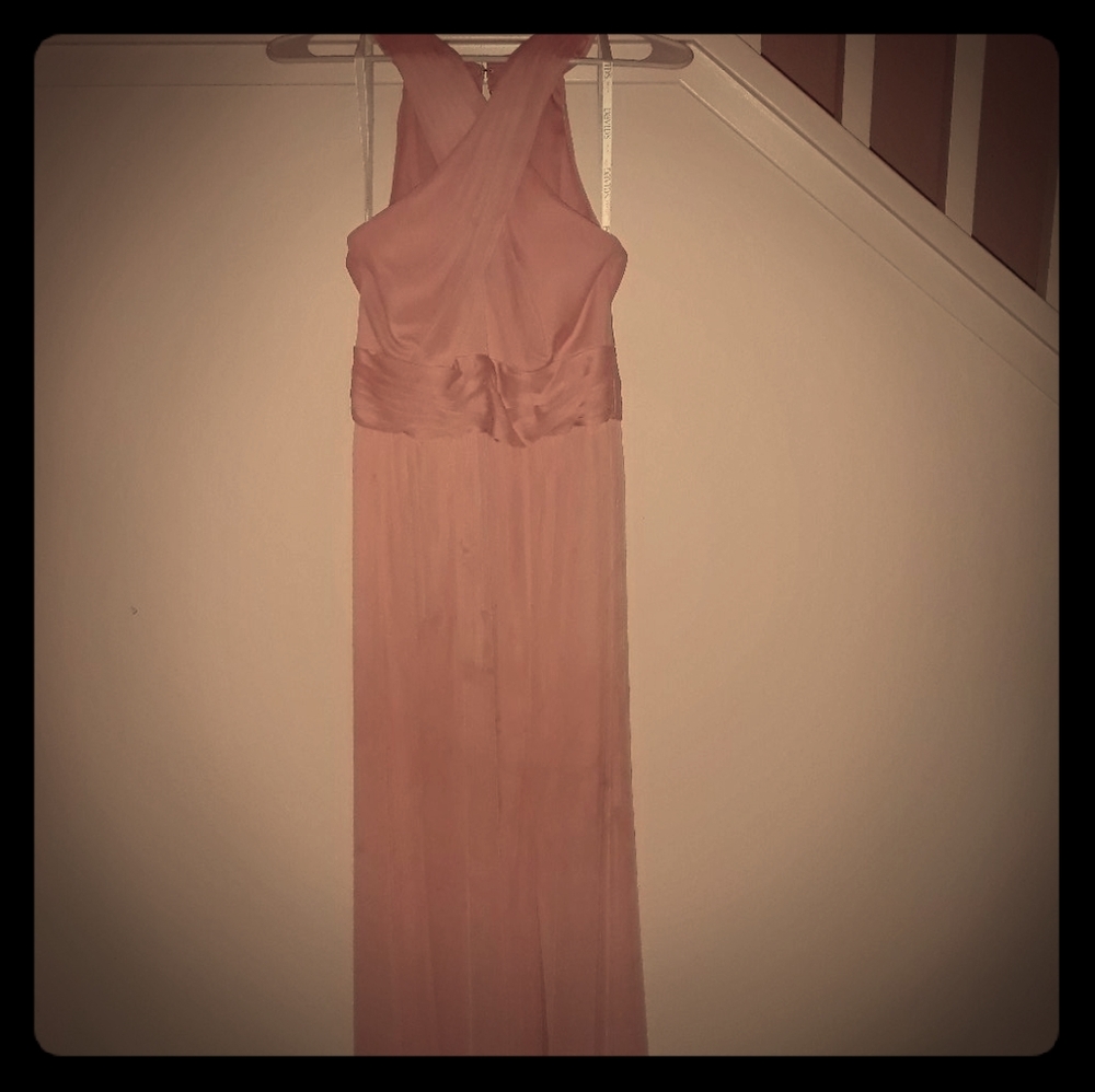 Long flowing rose prom/bridesmaid dress